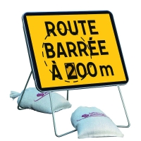 TALIAPLAST - Panneau de chantier kc1 - 800 x 600 mm t1 route barree avec pied et 2 sac de lestage | PROLIANS