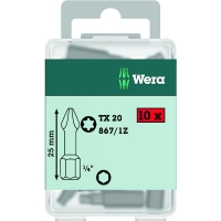 WERA WERK - Embout de vissage empreinte torx® 867/1 z t40 x 25 mm en boîte de 10 pièces | PROLIANS