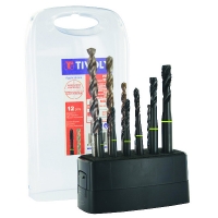 TIVOLY - Coffret 12 pièces mhti - 6 tarauds hss multi-applications helico iso529 m3 à m10 + 6 forets tbx hsse5% cobalt revêtus blade | PROLIANS