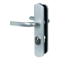 VACHETTE - Béquille secumax one argent grande plaque (entraxe 195 mm) - fonction : béquille extérieure - Épaisseur de porte : 40 mm - section du carré : 70 mm - entraxe : 70 mm | PROLIANS