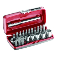 FACOM - Coffret de douilles 1/4" 6 pans métriques et d'embouts de vissage avec cliquet r1pico | PROLIANS