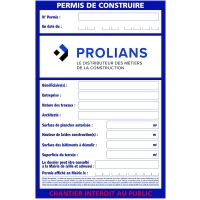 TALIAPLAST - Panneau permis de construire prolians 1200 x 800 mm | PROLIANS