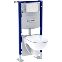 GEBERIT - Bâti-pack pour wc suspendu duofix 112 cm avec réservoir à encastrer sigma 12 cm plaque de déclenchement sigma01 et wc suspendu renova | PROLIANS