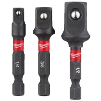 MILWAUKEE - Adaptateur shockwave jeu de 3 pièces : 1/4" - 3/8" - 1/2" | PROLIANS