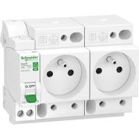 SCHNEIDER ELECTRIC - Combiné disjoncteur + deux prises de courant resi9 xe resi9 xe - 1p+n - 16a - 230v | PROLIANS