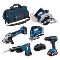 BOSCH - Lot d’outils électroportatifs 18v gsr+gws+gks+gsa+gst+2gba4ah | PROLIANS